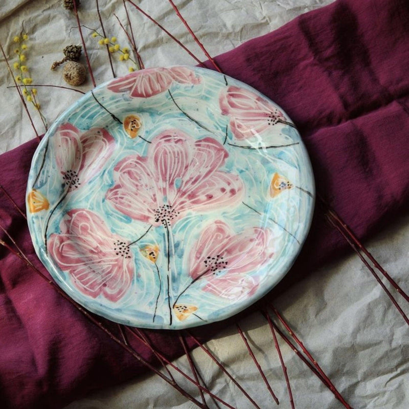 Spring Ceramic Dinner Plate, Tabletop Accessories Artistic Handmade Tableware in Dubai