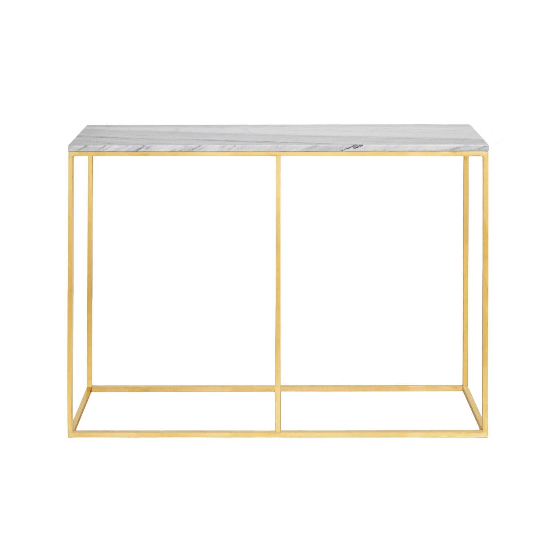 White Volakas Marble & Bronze Console Table