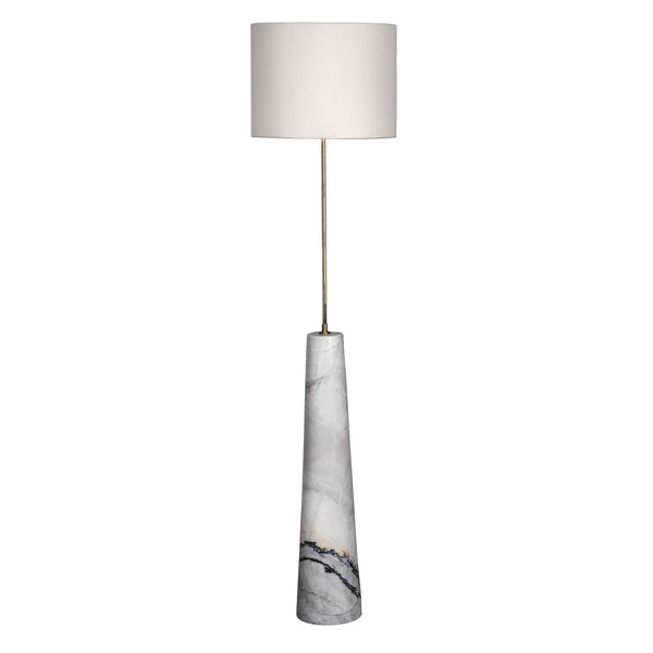 Statuario Natural Marble and Bronze Floor Lamp with Linen shade in Dubai