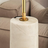 Statuario Natural Marble and Bronze Floor Lamp with Linen shade in Dubai