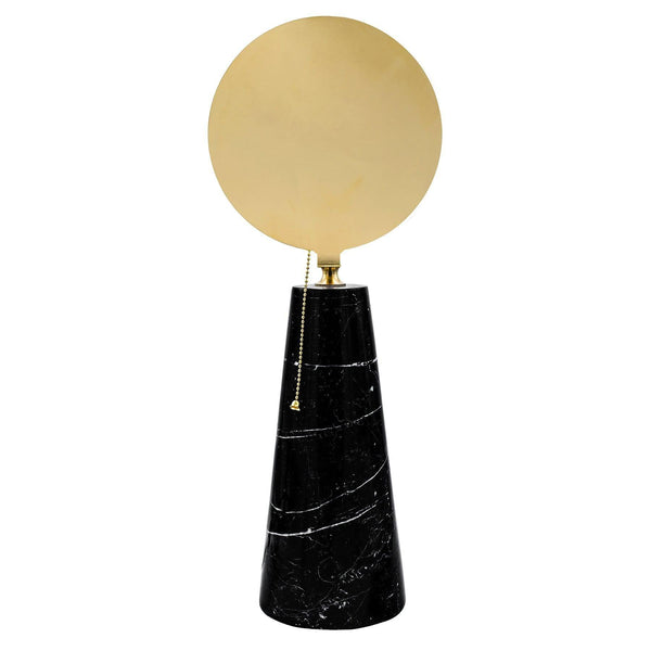 Nero Marquina Natural Black Marble and Bronze Sun Table Lamp in Dubai