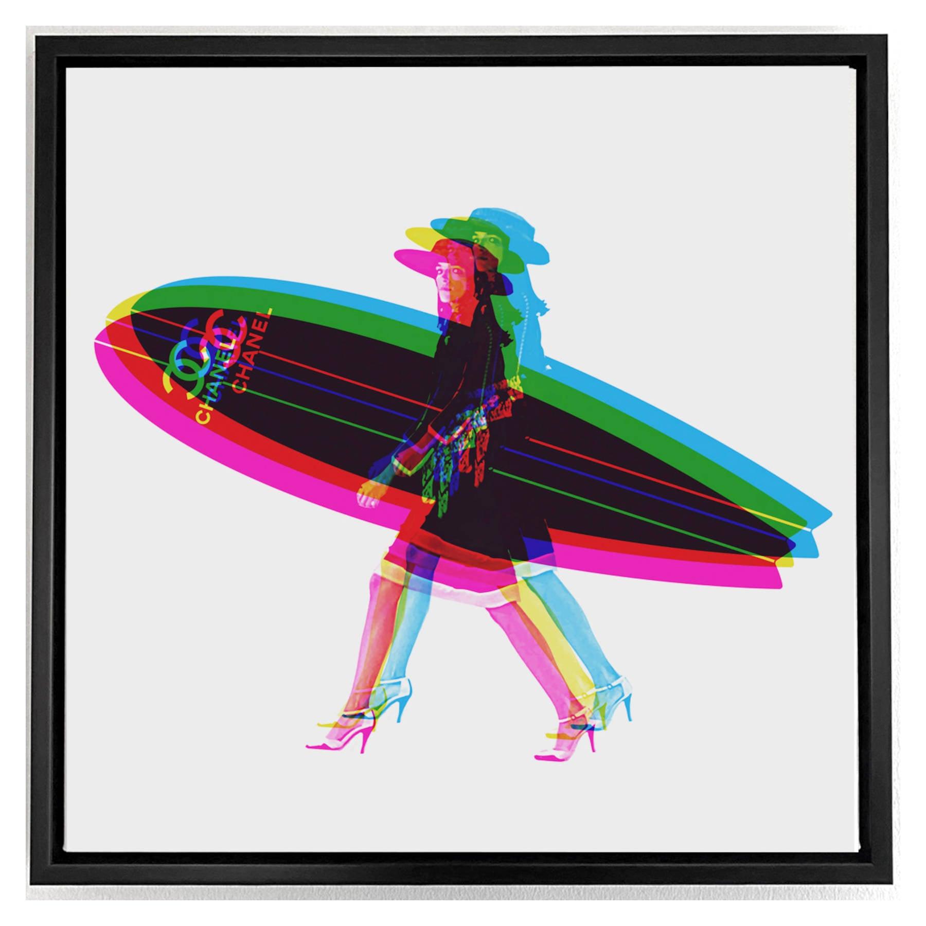 Surf Girl CMYK Print on Canvas,  Vintage Arabia Pop Art Dubai