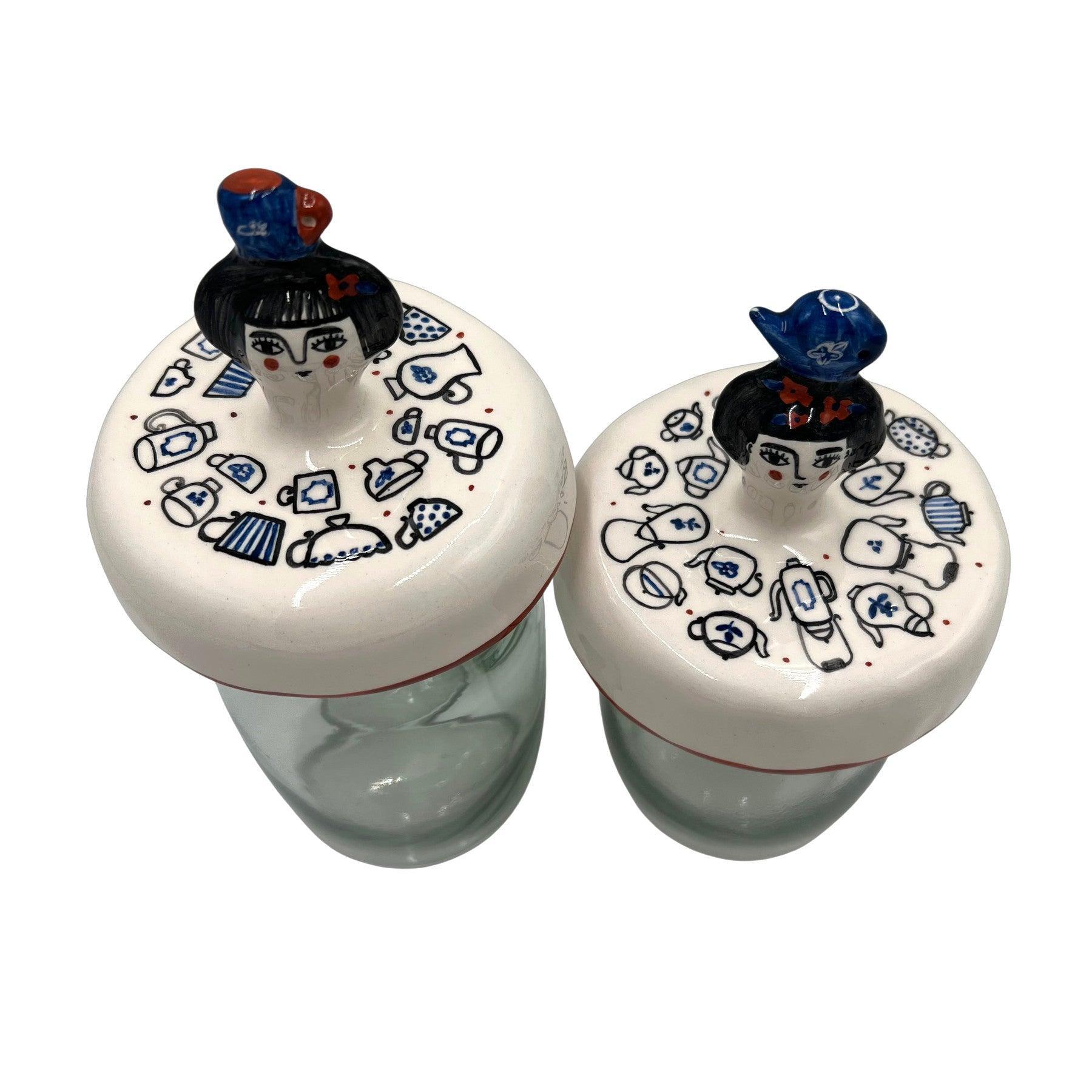 Tea Time Ceramic & Glass Jar Container Set - Tabletop Accessories & Tableware in Dubai