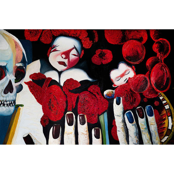 Time, Death & Birth Oil on Canvas Painting - Contemporary Visual Arts by Nastya Bers in Dubai