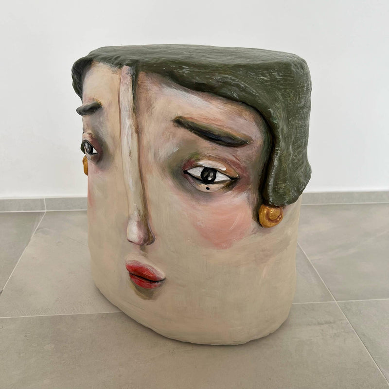 Timeless Beauty Side Table - Artistic Contemporary Paper Mache Accent Furniture by Sahra Mollaali in Dubai