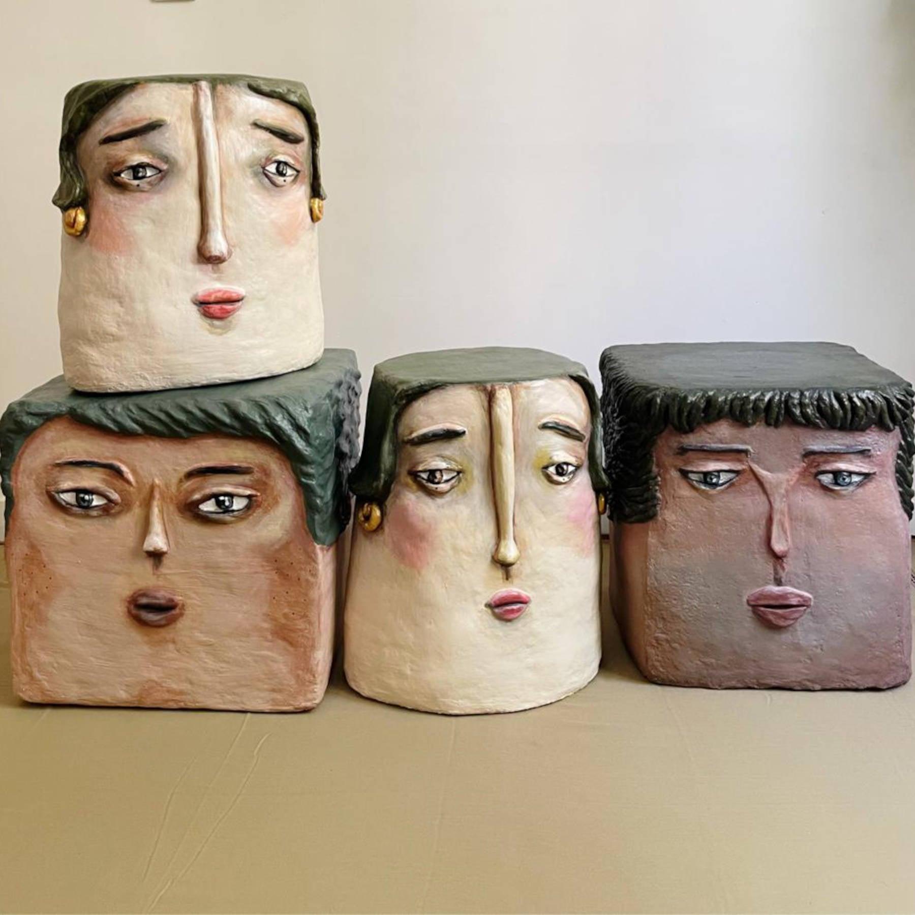 Timeless Beauty Side Table - Artistic Contemporary Paper Mache Accent Furniture by Sahra Mollaali in Dubai