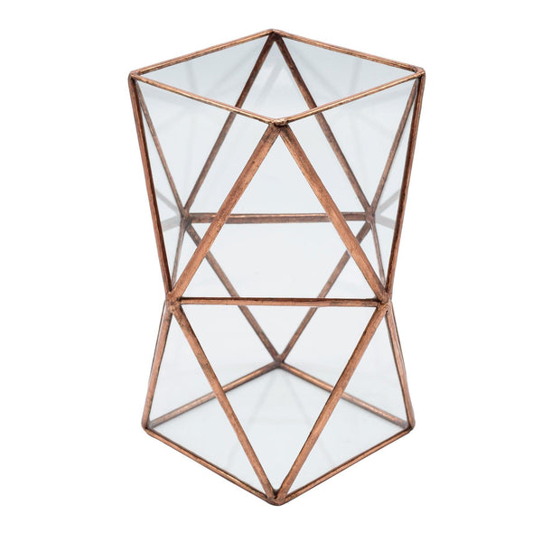 Glass Terrarium - Vase of Light Geometric Glass & Brass Vase in Dubai