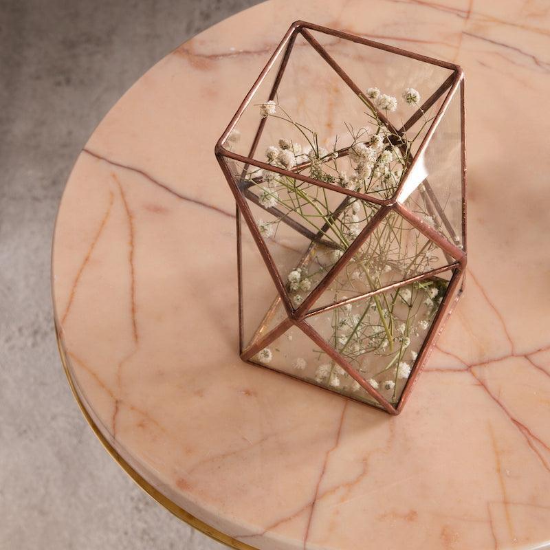 Glass Terrarium - Vase of Light Geometric Glass & Brass Vase in Dubai