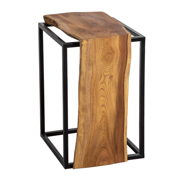 Walnut Wood Side Table with Coated Iron Base, legs, in Dubai