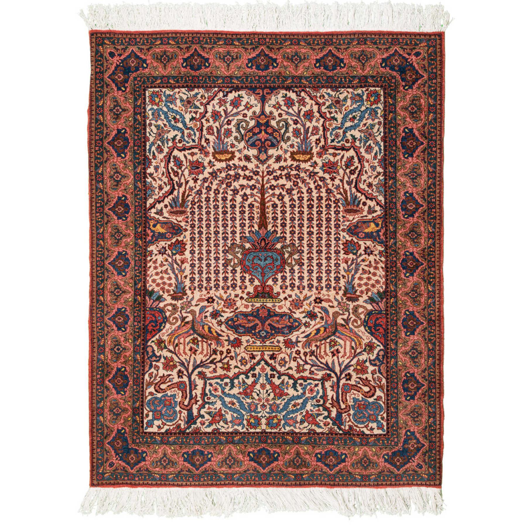 Weeping Willow Heriz Persian Carpet Wool 125x165 Beige - Weeping Willow Authentic Rugs & Kilims Dubai