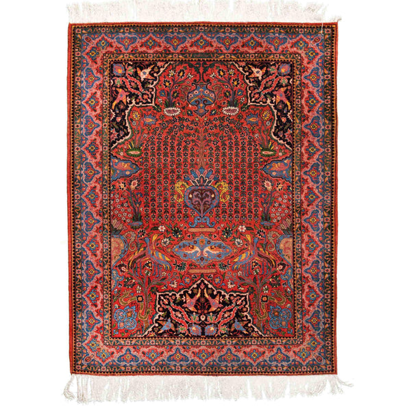 Weeping Willow Heriz Persian Carpet Wool 130x172 Red - Authentic Vintage Rugs & Kilims in Dubai