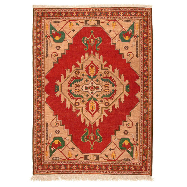 Yazgol Reversed Soumak Persian Carpet Wool 166x201 Beige - Pearl Woven, Morvarid Baft Persian Rugs in Dubai