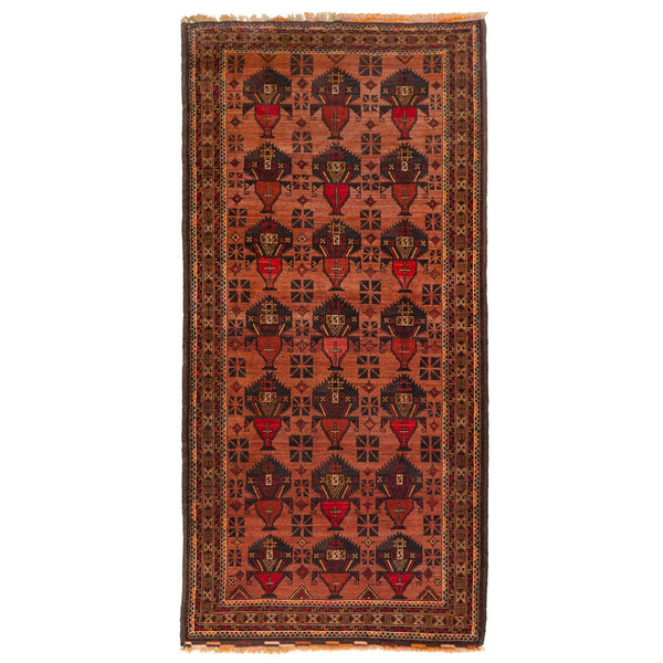 Brown Zabol Nomadic Persian Carpet 119x252 - Authentic Oriental Wool Rugs in Dubai