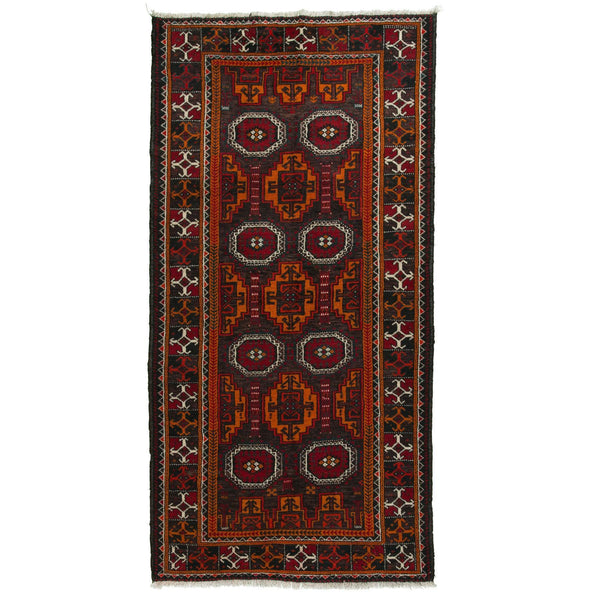 Zabol Turkman Persian Carpet 115x227 - Authentic Oriental Wool Rugs in Dubai