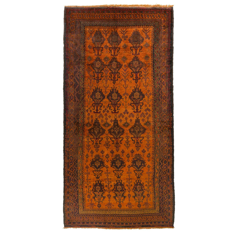 Orange Zabol Vase Persian Carpet 133x294  - Authentic Oriental Wool Nomadic Rugs in Dubai