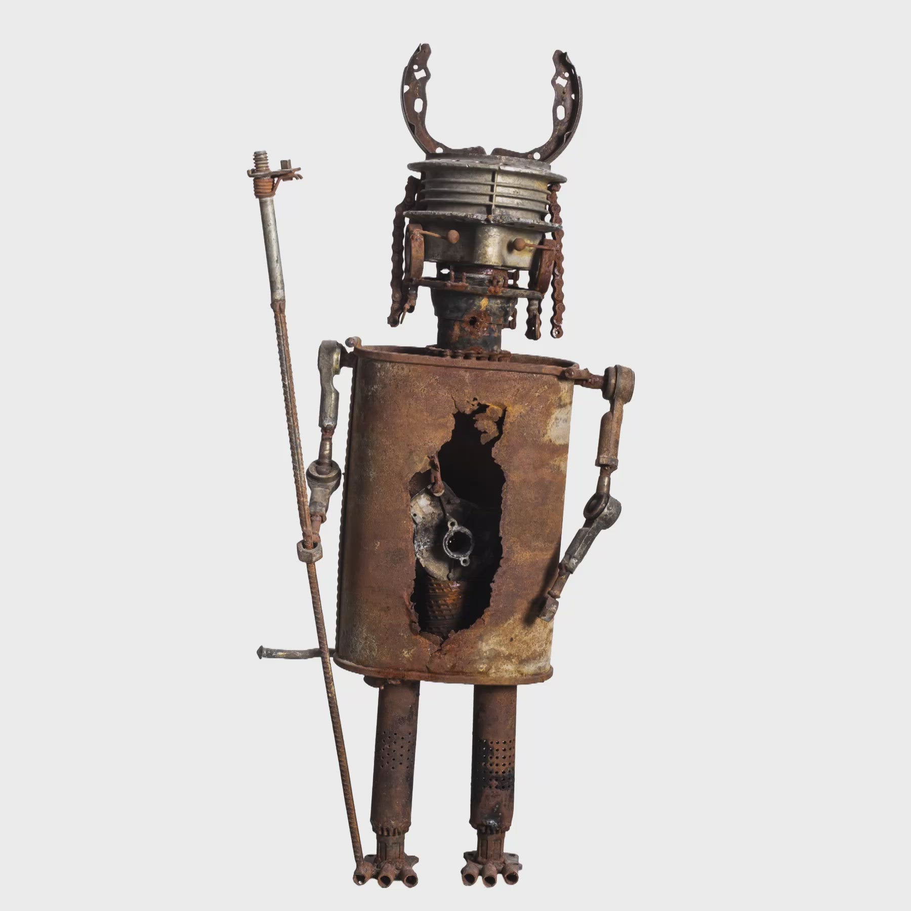 Viking Warrior Recycled Metal Sculpture, Contemporary Scrap Metal Statues & Artworks